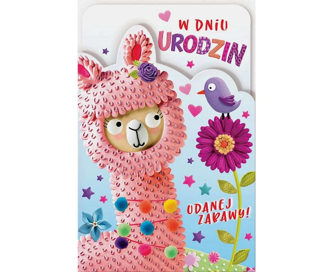Harmony Card with Birthday Coloring Book, Pink llama, 11,5x16,5 cm